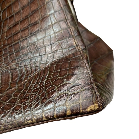 Vintage Brahmin brown faux croc embossed bag - Picture 8 of 10
